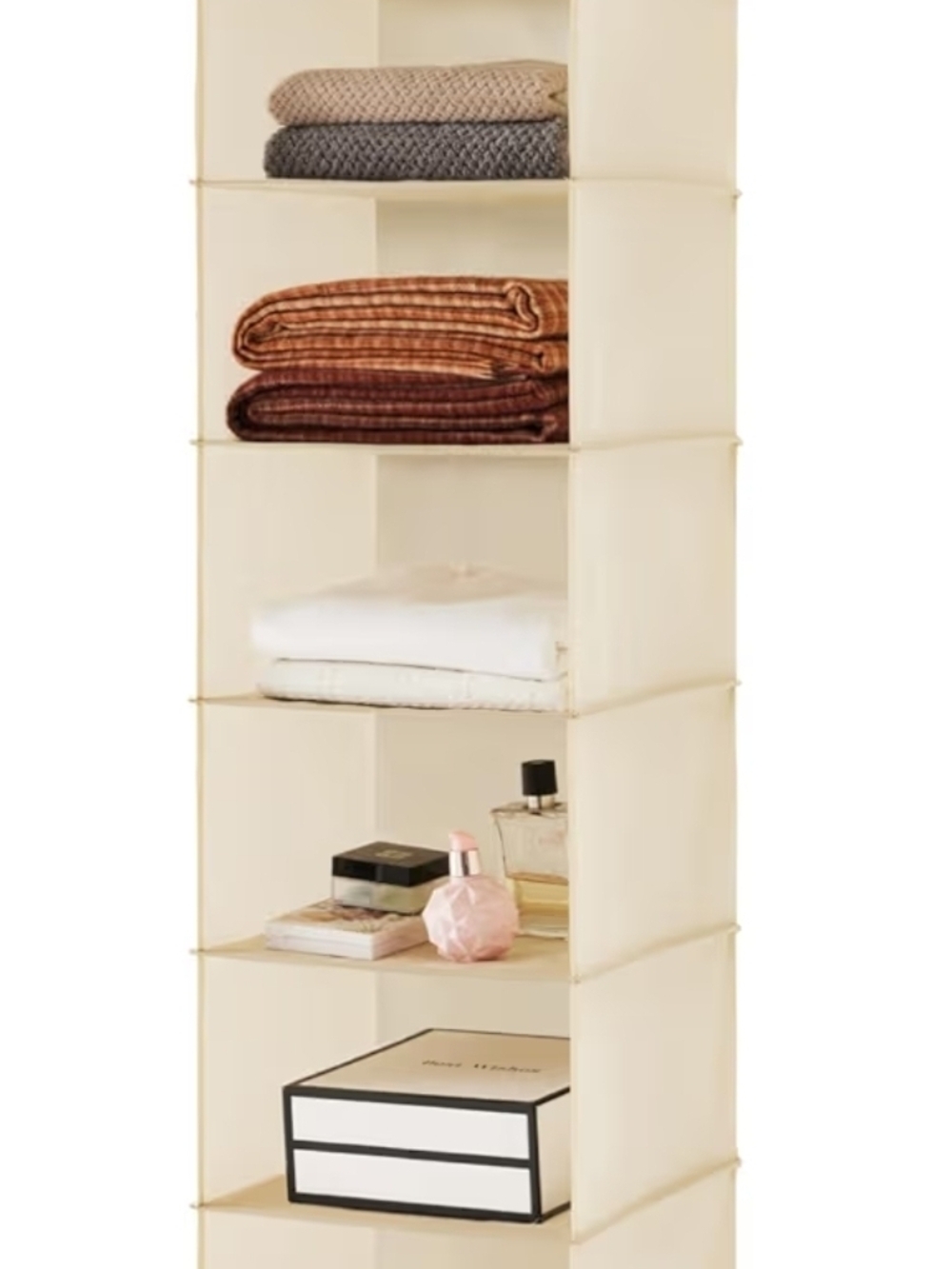Cream Hanging Closet Organizer - 6-Shelf Home Storage - Picture 3 of 11